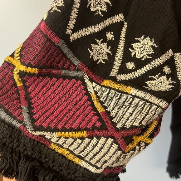 Knox Rose Embroidered Fringe Kimono Jacket Size L Boho Hippie Festival - Picture 5 of 8